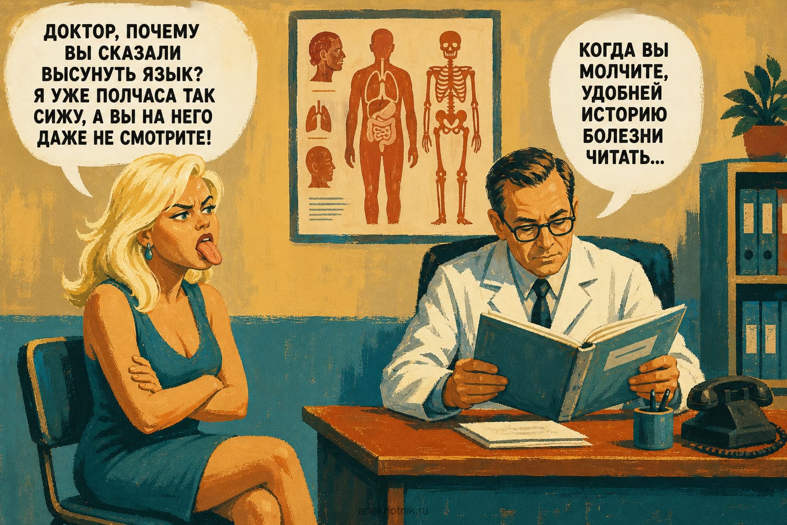Блондинка на приеме — кадр 1