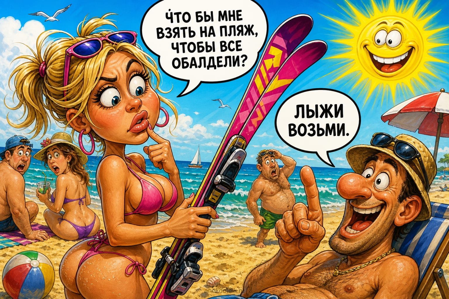 Лыжи на пляже