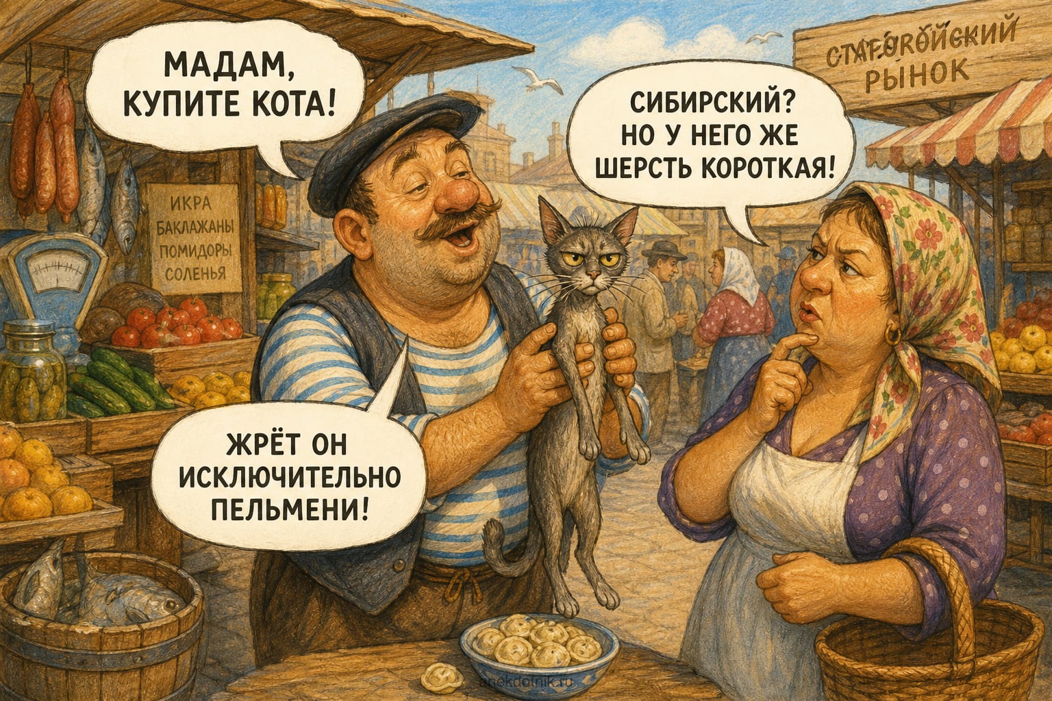 Сибирский кот на рынке — кадр 1