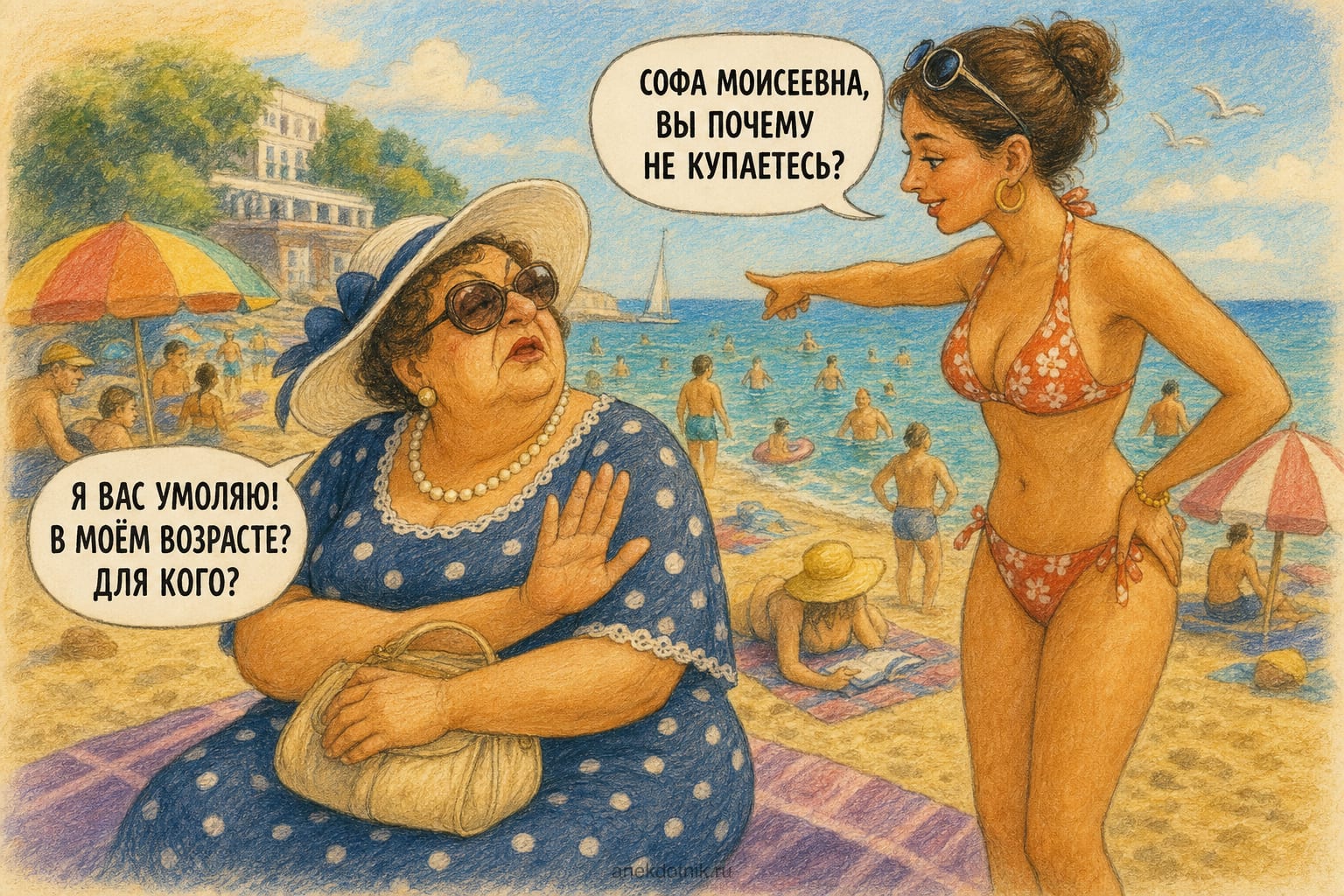 Софа Моисеевна на пляже