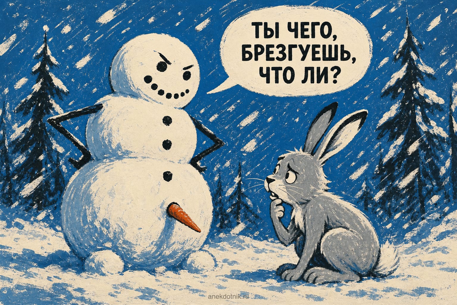 Заяц и снеговик